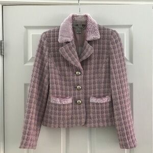 Beautiful Mac & Jac Light pink + lilac tweed textured jacket size 2